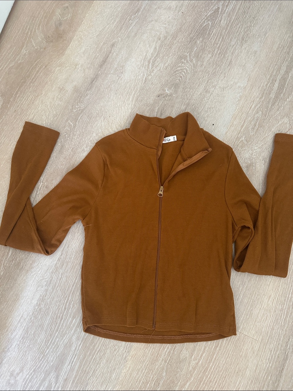 Heart Hips Women's Zip-Up Bomber Jacket in Chestnut Brown